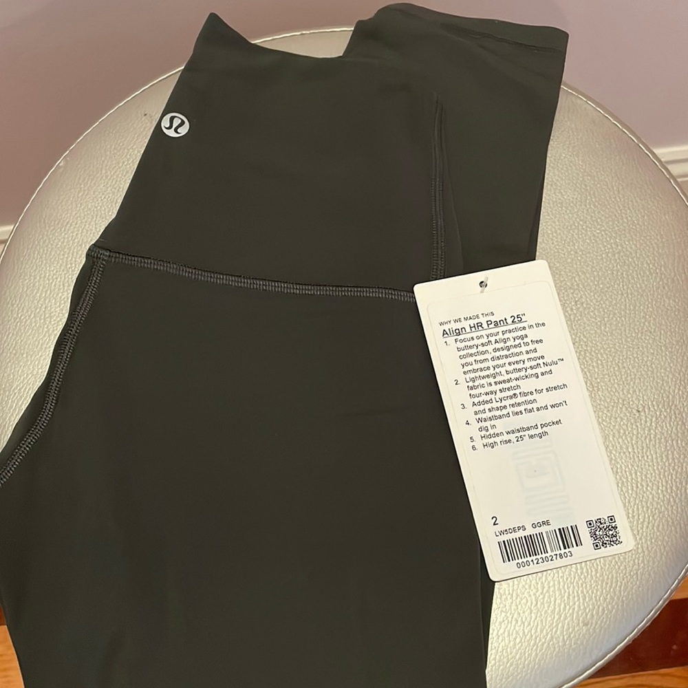 Lululemon Align HR pant 25 inch size 2  GRAPHITE GRAY NEVER WORN TAG STILL ON